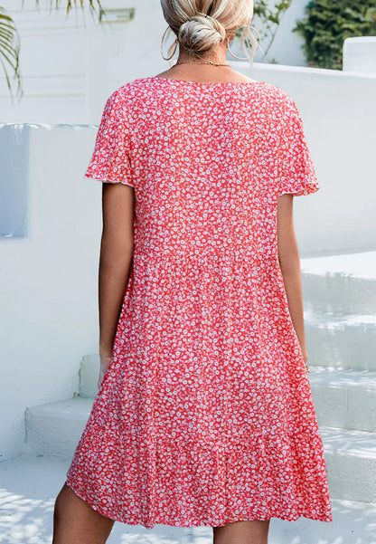 Ditsy Floral Flutter Sleeve Dress