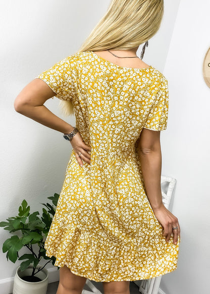 Ditsy Floral Flutter Sleeve Dress