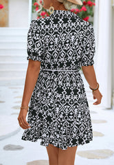 Geometric Sleeve Collared Dress