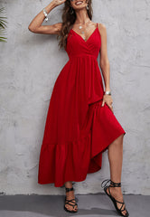 Color Surplice Neck Dress