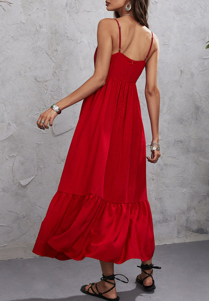 Color Surplice Neck Dress