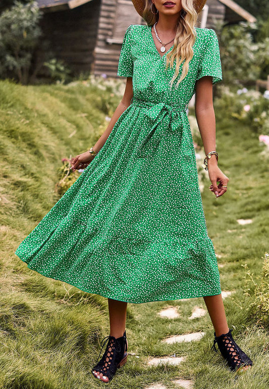 Ditsy Floral Ruffle Hem Dress