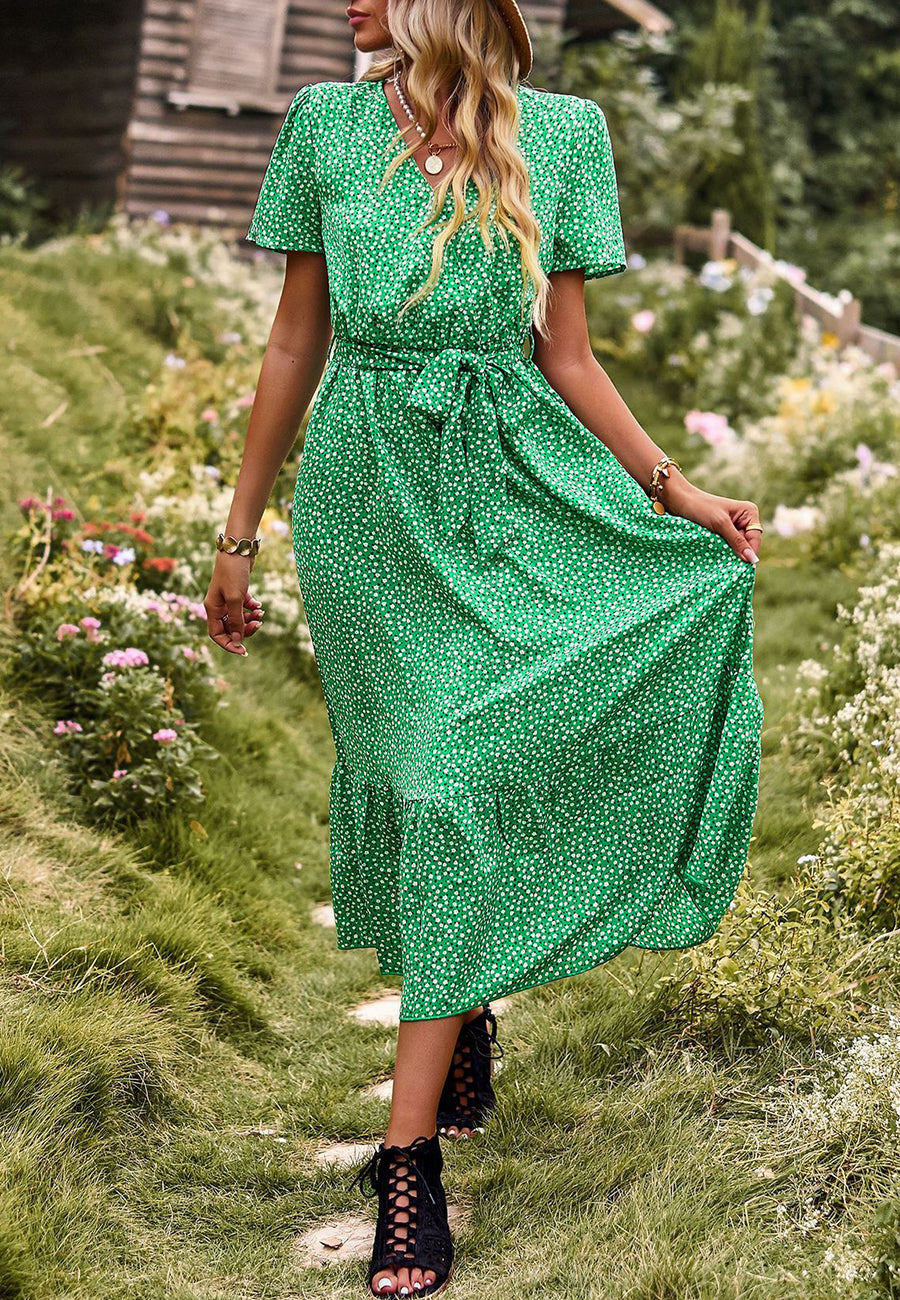 Ditsy Floral Ruffle Hem Dress