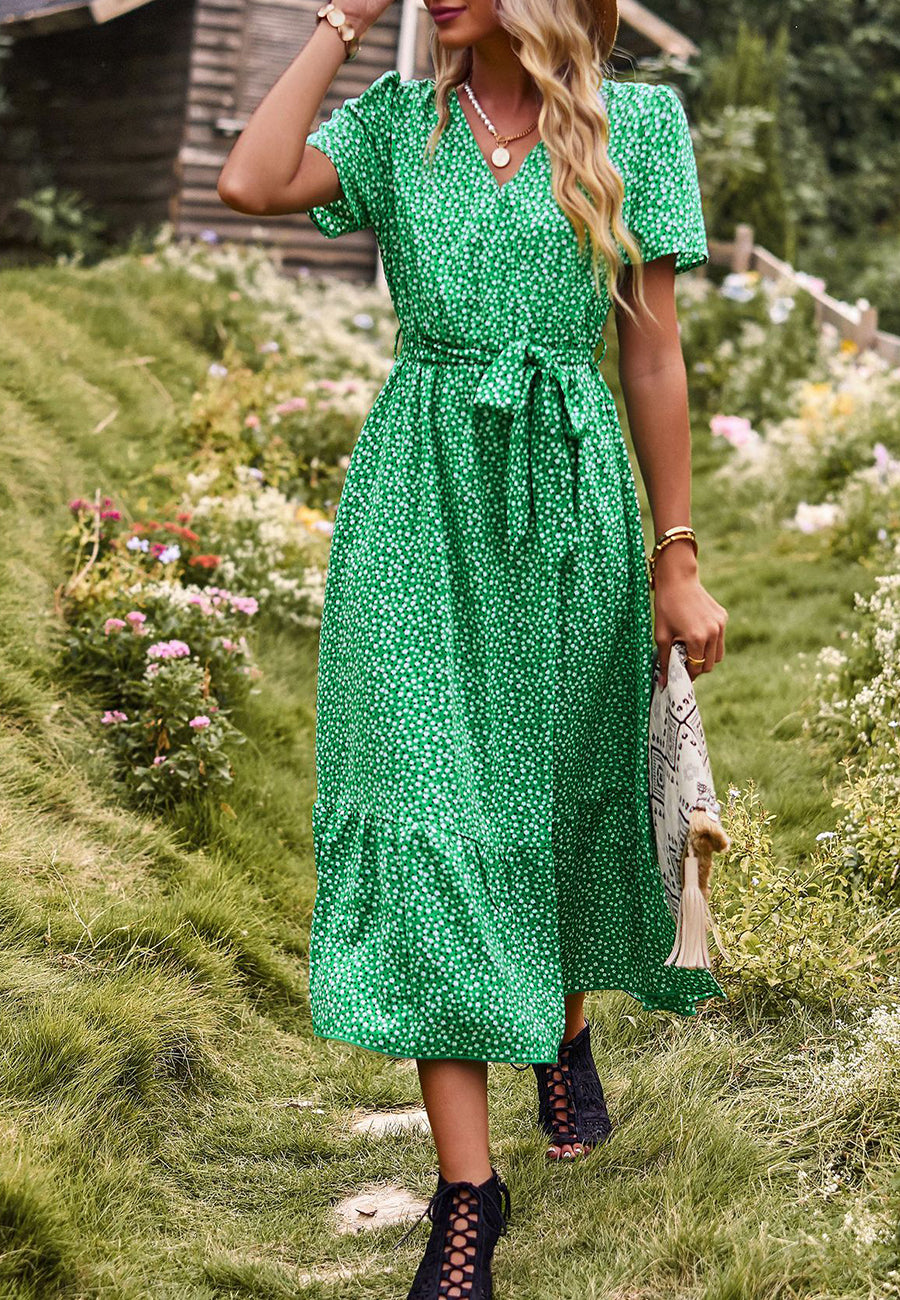 Ditsy Floral Ruffle Hem Dress