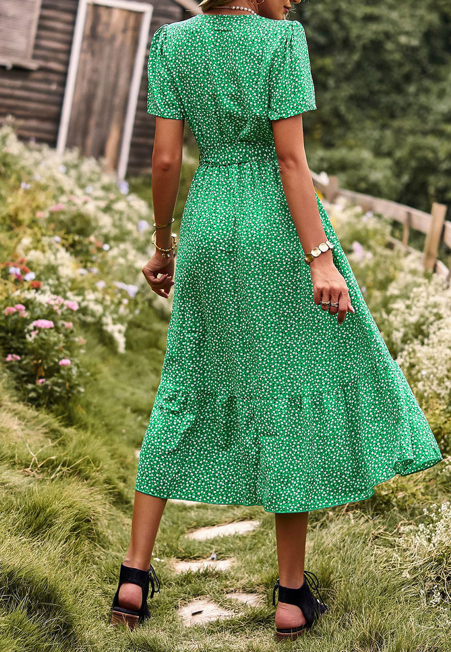 Ditsy Floral Ruffle Hem Dress