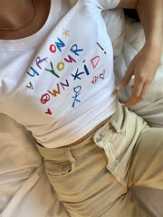 Cute Letter Print Crop Top T-shirt t-shirt-250223
