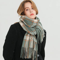 Korean Style Thick Warm Shawl Wrap Plaid Cashmere Blanket Scarf Scarfs-L