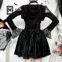 Crimson Lace Velvet Petite Dress