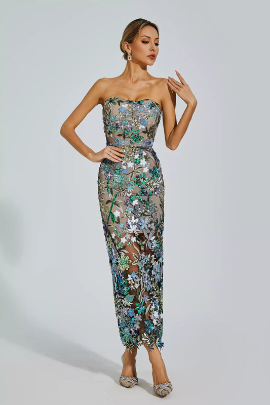 Jessica's Shoulder Embroidered Sequin Dress