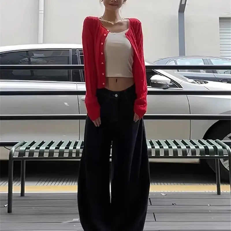 Chic Versatile Slim Fit Red Fashionable Twist Wool Warm Knit Christmas Sweater Sweaters-L