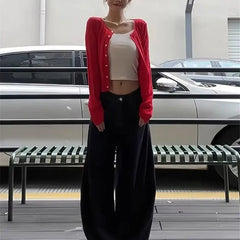 Chic Versatile Slim Fit Red Fashionable Twist Wool Warm Knit Christmas Sweater Sweaters-L