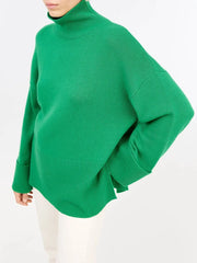 Oversize Turtleneck Vintage Knitted Big Casual Green Christmas Sweater / S Sweaters-L