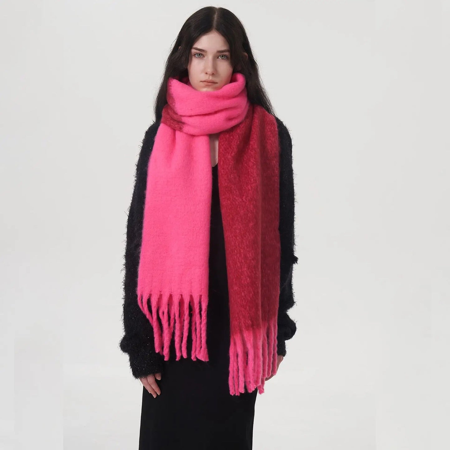 Autumn Winter Warm Cashmere Scarf - Two Color Stitching Long Muffler