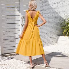 Plunge Neck Detail Dress