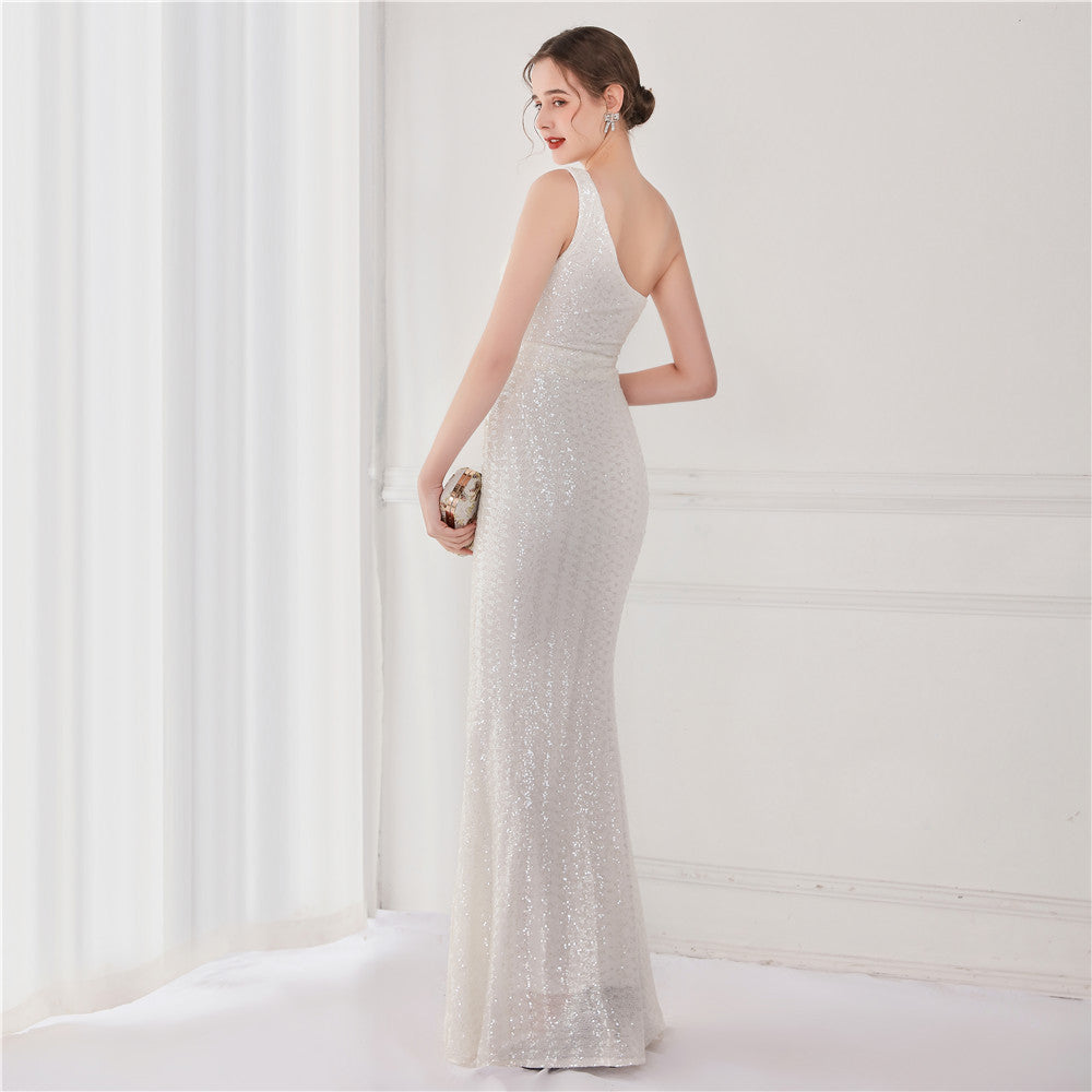 Victoria Formal One-Shoulder Charming Sequined Fishtail Dress