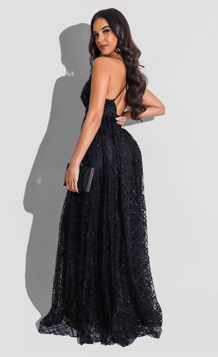 Morgan Formal Stylish Flocked Velvet Dress