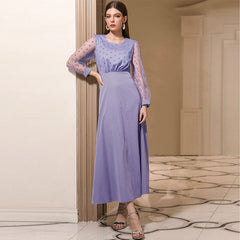 round Neck Long Sleeve High Waist Slim Dress