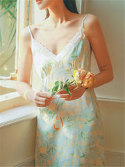 Satin Pink Petite Floral Nightgown
