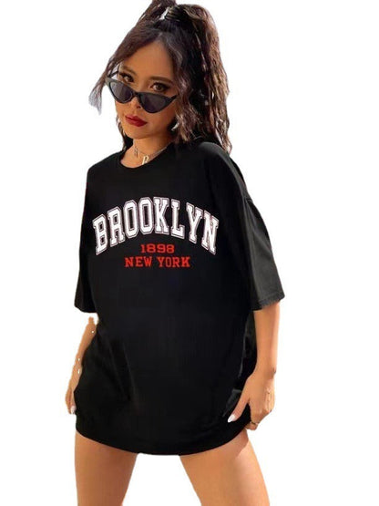 Round Neck T-Shirt With Short Sleeves And Letters