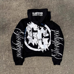 Y2K Graphic Print Zipper Hoodie