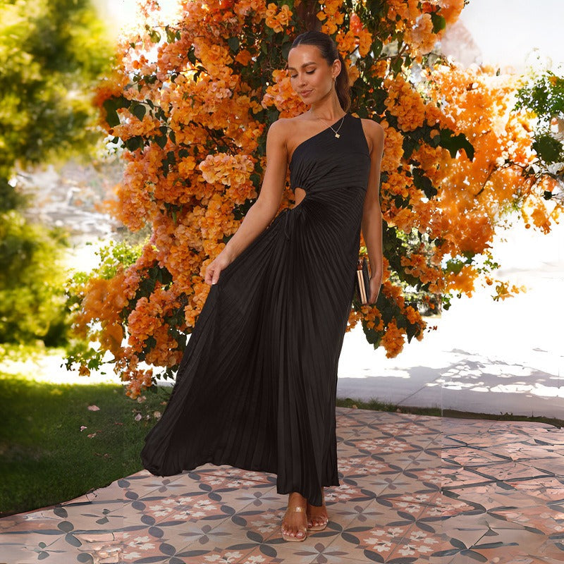 Fitted One Shoulder Gown Dress