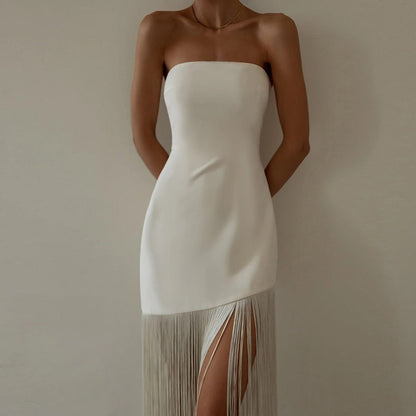 Tassel top slit dress