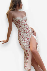 floral slit suspender summer dress
