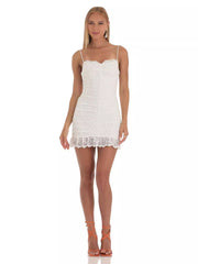 Wrapped In Lace Charming Ruched Mini Dress
