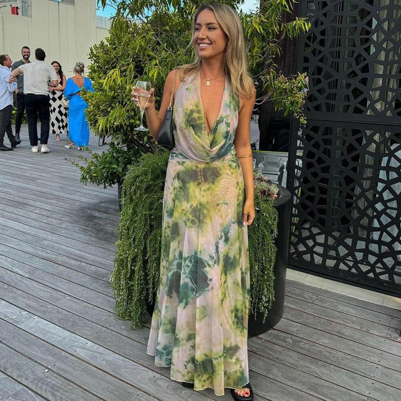 Backless Halter Maxi Dress