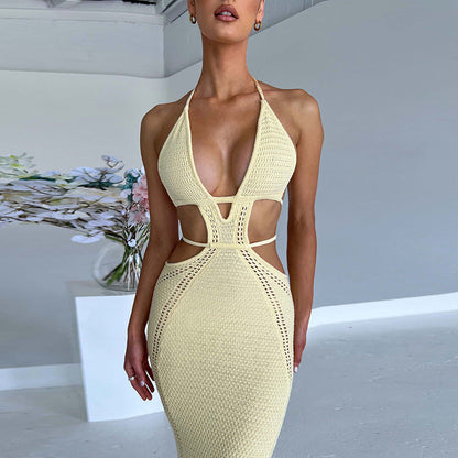 Sexy Backless Wrap Charming Chest Midi Dress