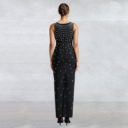 Rhinestone Sleeveless Hip Dress
