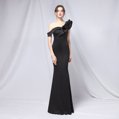 Delana Formal One Charming Shoulder Satin Dress
