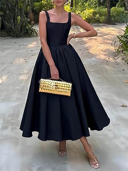 Stylish And Elegant Off-Shoulder Graceful Strapless Sleeveless Mixi Dress