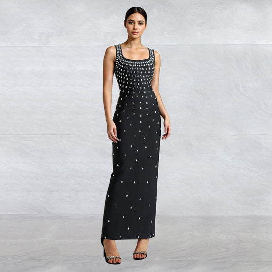 Rhinestone Sleeveless Hip Dress