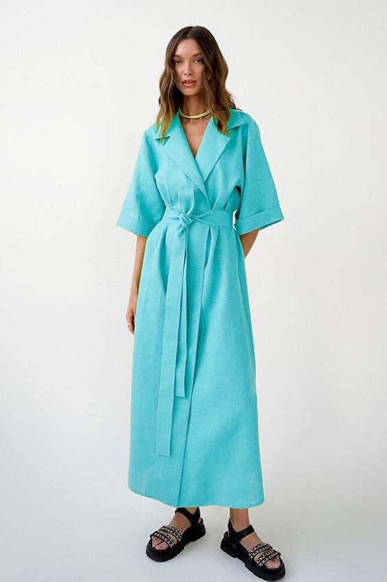 Cotton and linen long skirt A-line maxi dress