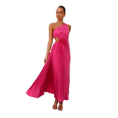 Fitted One Shoulder Gown Dress