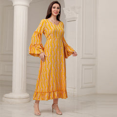 Plus Size  Elegant Casual Bell Sleeve Dress