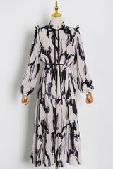 Ruffled personalized print dress