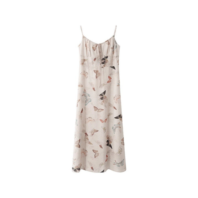 Forest-Style Fitted Halter Dress