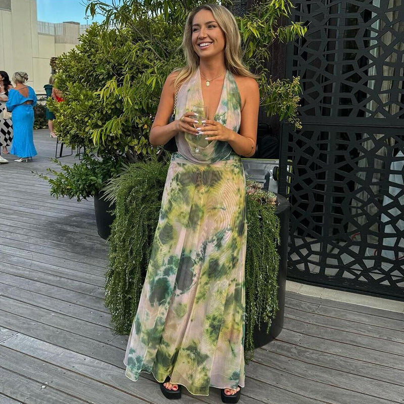 Backless Halter Maxi Dress