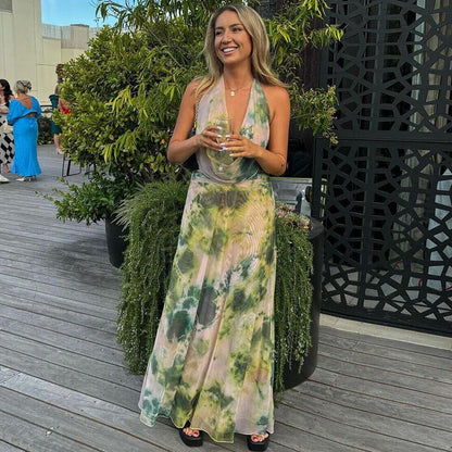 Backless Halter Maxi Dress