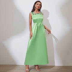 Short Sleeve Sleeveless Dress Square Collar High Waist A Line Dress