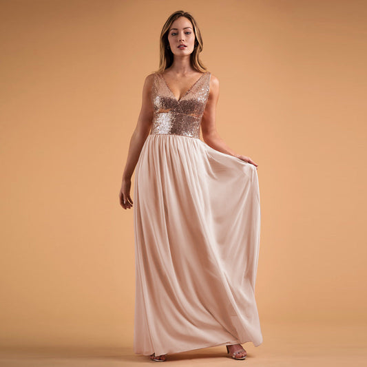 Adina Sequin and Charming Satin Ball Gown