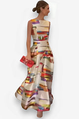 Printed Waist Slim Fit Sleeveless Casual Dress