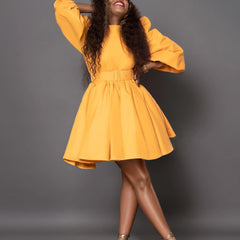 Puff Sleeve Waist Dress