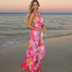 Backless Halter Maxi Dress