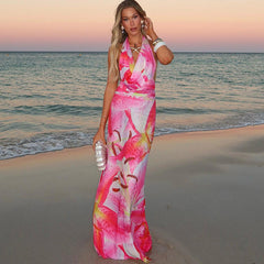 Backless Halter Maxi Dress