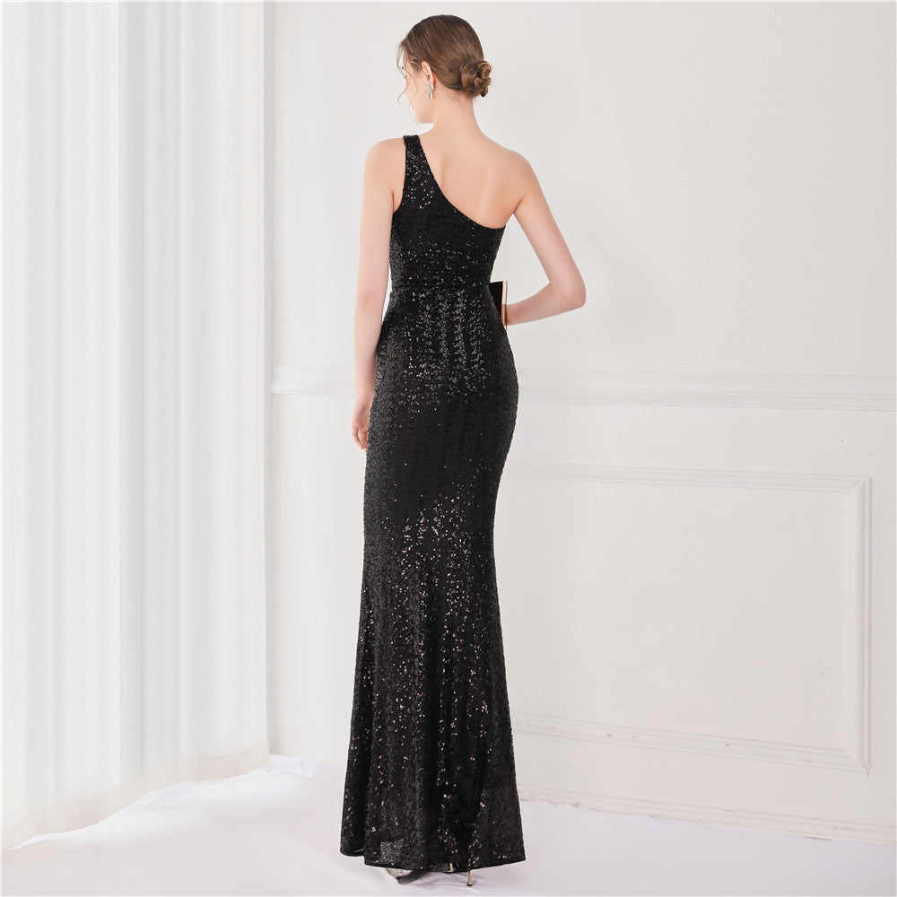 Victoria Formal One-Shoulder Charming Sequined Fishtail Dress