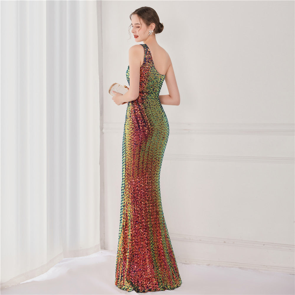 Victoria Formal One-Shoulder Charming Sequined Fishtail Dress