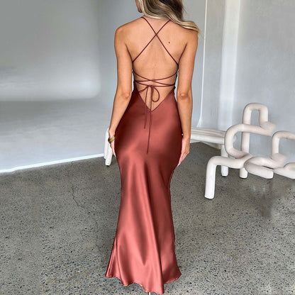 Heidi Formal Stylish Satin Lattice Dress